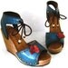 SALE Clog Shoe Blue Red Butterfly Tooled Wooden Wedge CUSTOM ORDER