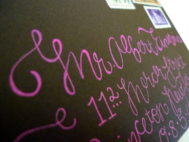Wedding Calligraphy - Fun, Quirky Chocolate Brown Envelope Addressing