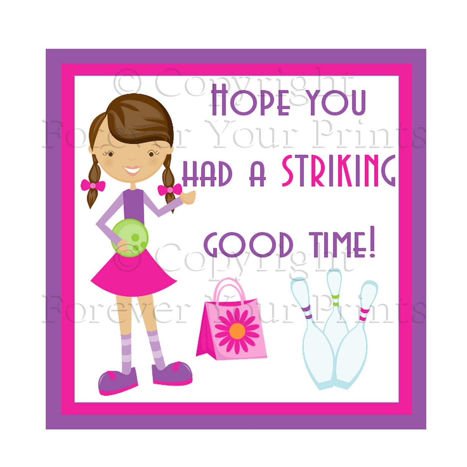 Bowling Party Printable Personalized Gift Tags- Matches Invitation - You Print - Digital File Il_570xn