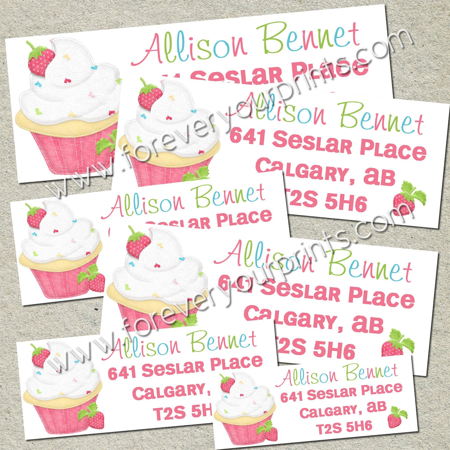 Cupcake Return Address Label - DIY - Print Unlimited Copies Il_570xn