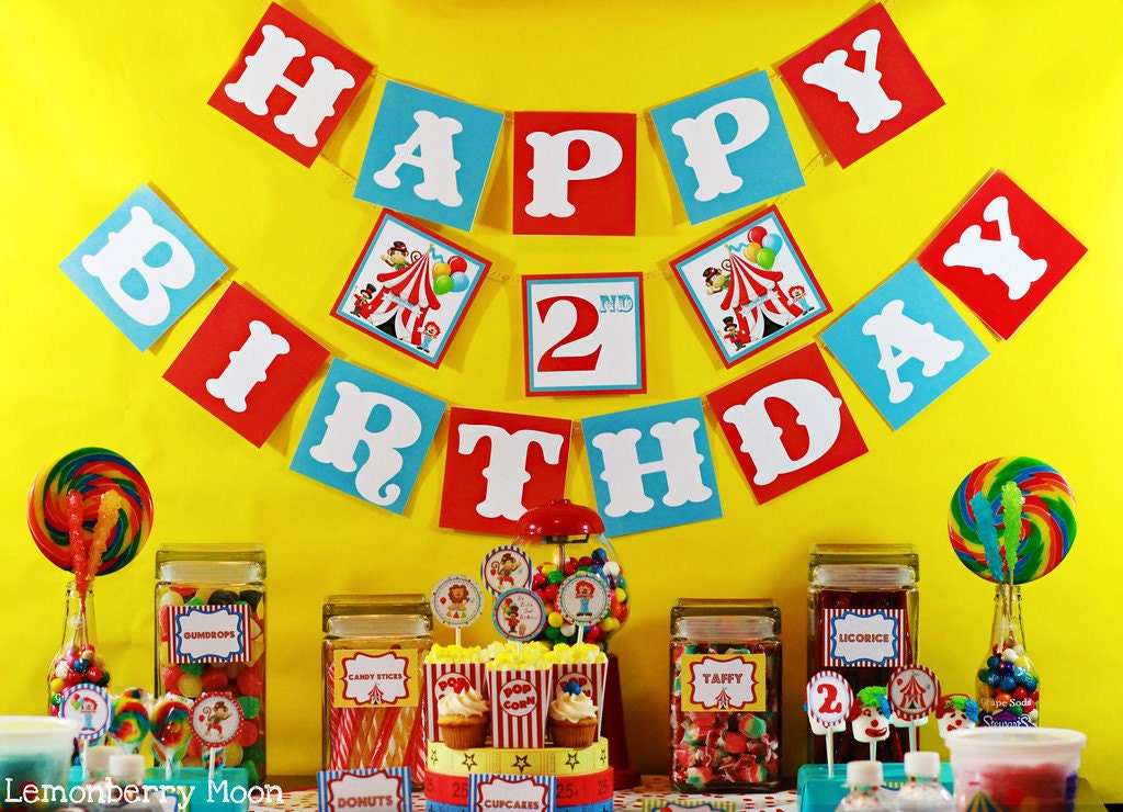 Carnival Circus Birthday Banner - You Print - Digital File Il_570xn