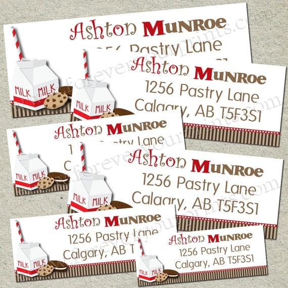 Milk and Cookies Return Address Labels - DIY - Print Unlimited Copies Il_570xn