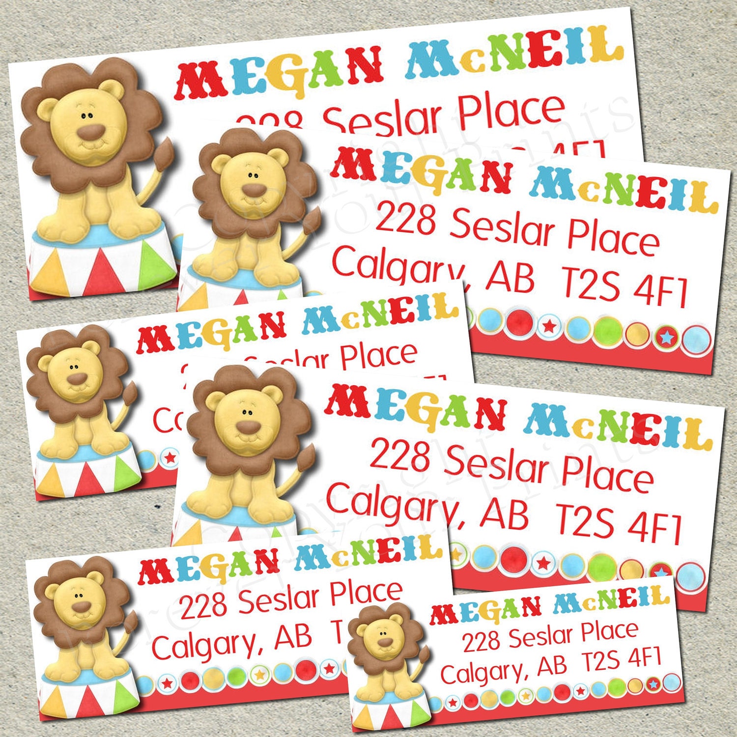 Circus Carnival Return Address Labels - DIY - Printable PDF File Il_570xn