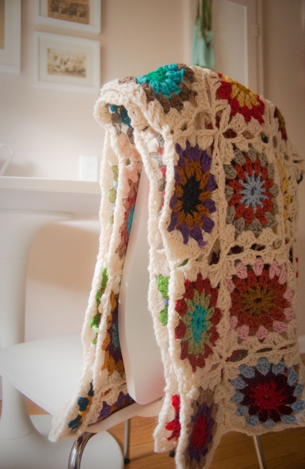 Crocheted Granny Square Afghan for baby
