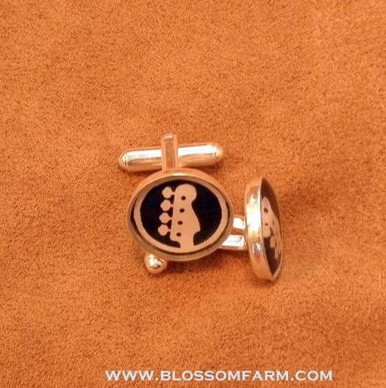 Bass Guitar, Classic Black and white Cuff Links, Wedding Band