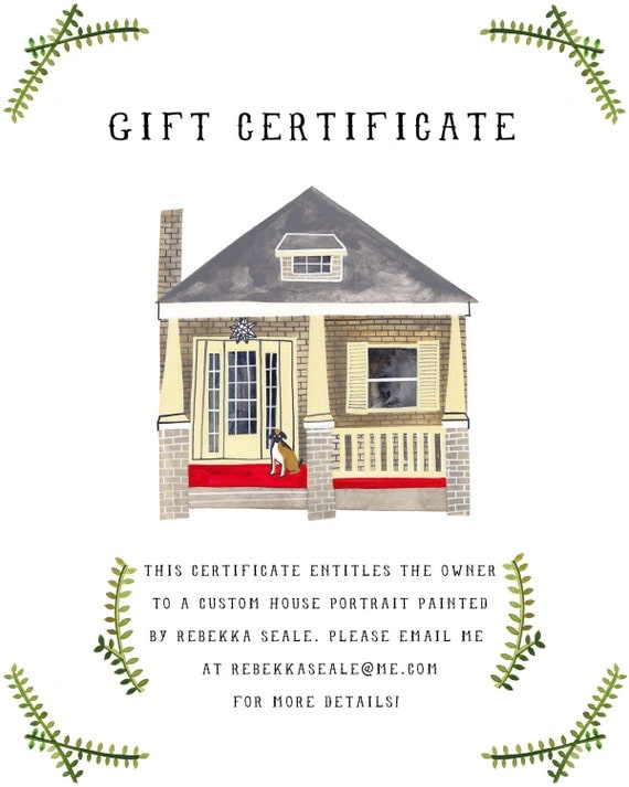 GIFT CERTIFICATE: Illustrated House Portrait
