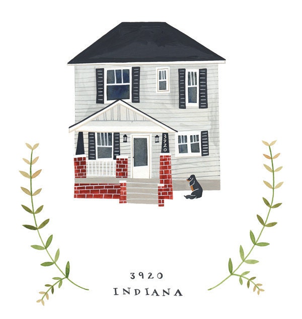 RESERVED for LINDSAY HILLEARY: Custom Illustrated House Portrait