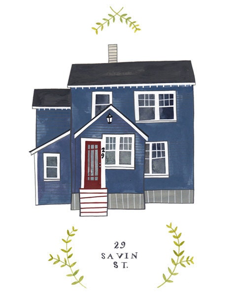 RESERVED for LINDSAY HILLEARY: Custom Illustrated House Portrait