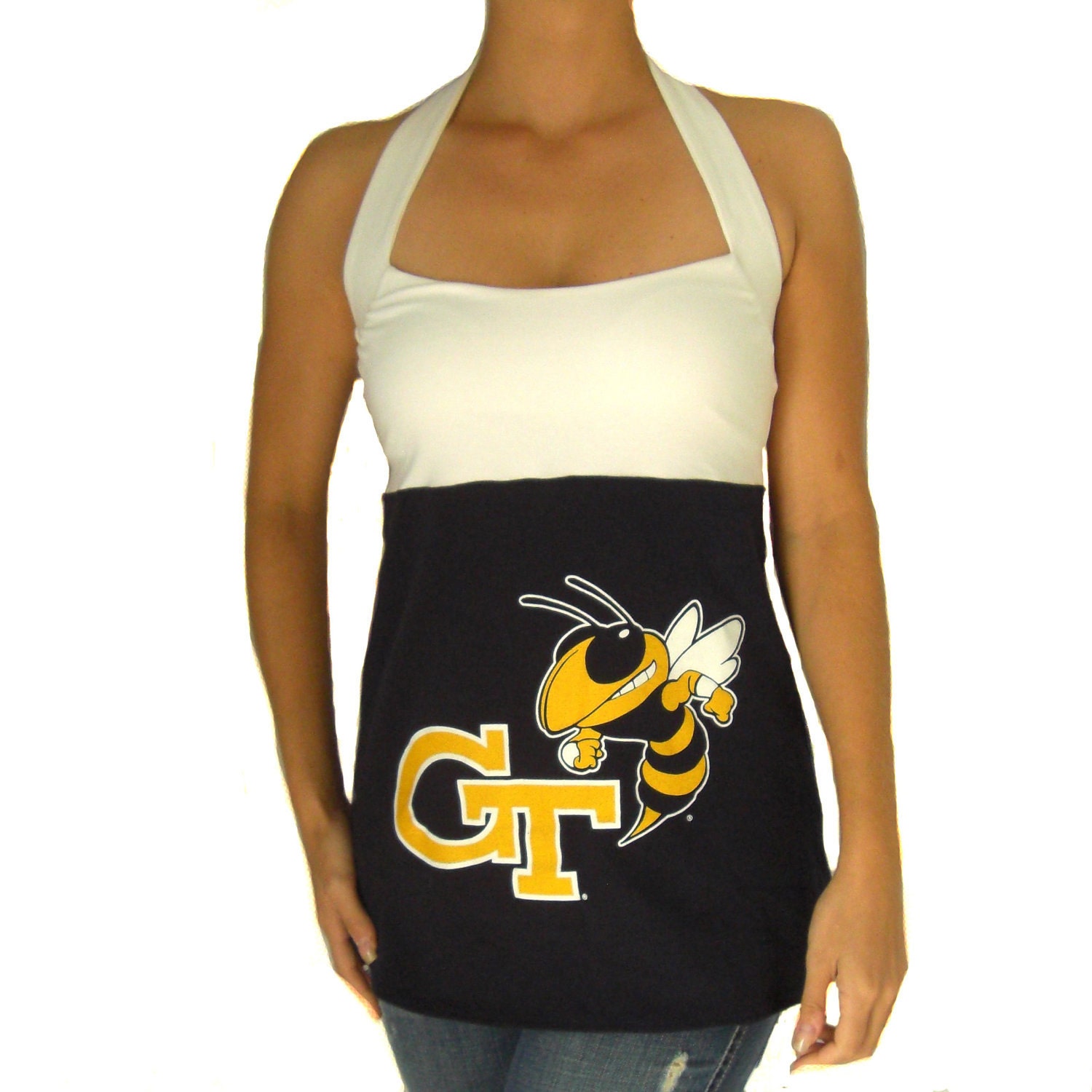 One of a Kind Gameday Shirt made w/ Georgia Tech Tshirt - Small FREE SHIPPING