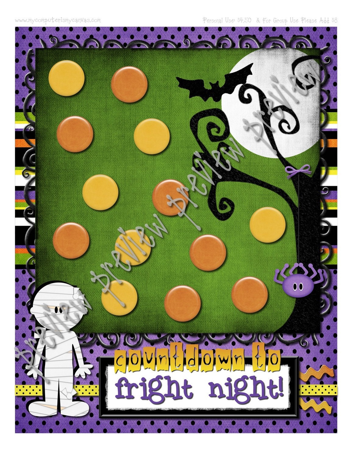 CLEARANCE Halloween Countdown to Fright Night Advent - INSTANT DOWNLOAD Printable