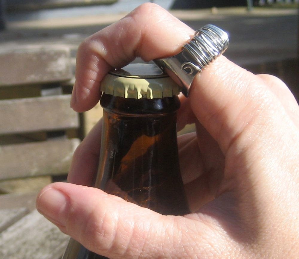 Bottle Opener Ring Womens Mens Sizes and Cozie Koozie in Camouflage