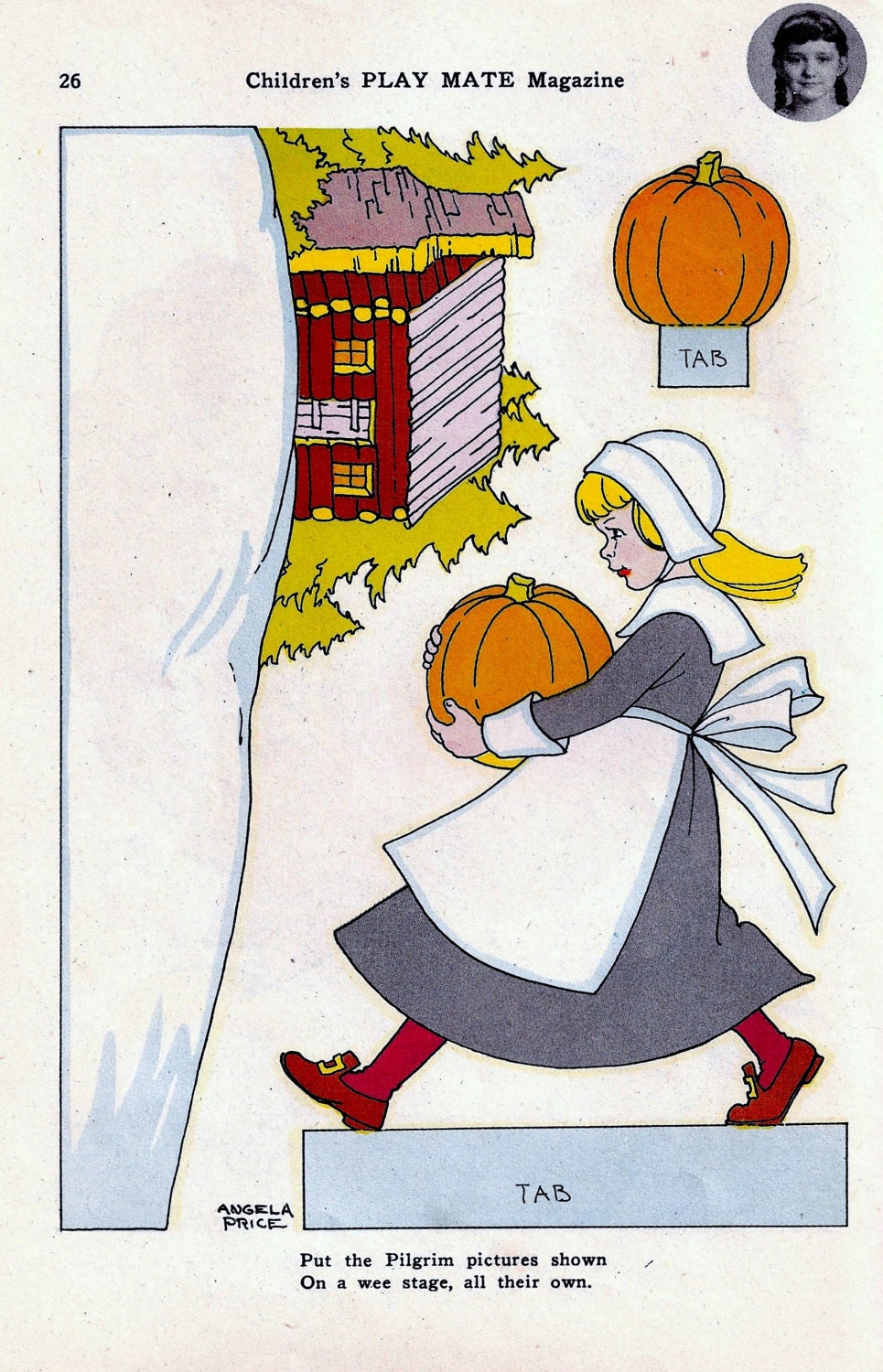 Vintage Thanksgiving Paper Doll Play Set 1950-Play Mate Magazine-Pilgrims Turkey