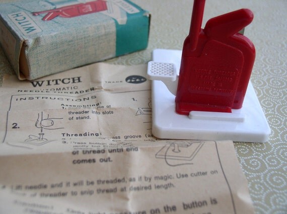 Vintage WITCH Sewing Needle Threader in RedWest by annafilomena