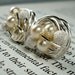 Cream / Silver Star Dust - Mix It Up Series- Swarovski Glass Pearl and Stardust bead Wire Wrapped Stud Earrings