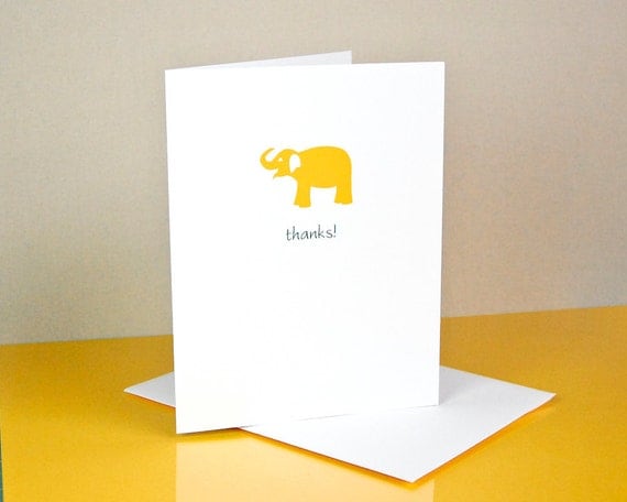 Folded Customized Baby Thank You Note Cards with Elephant
