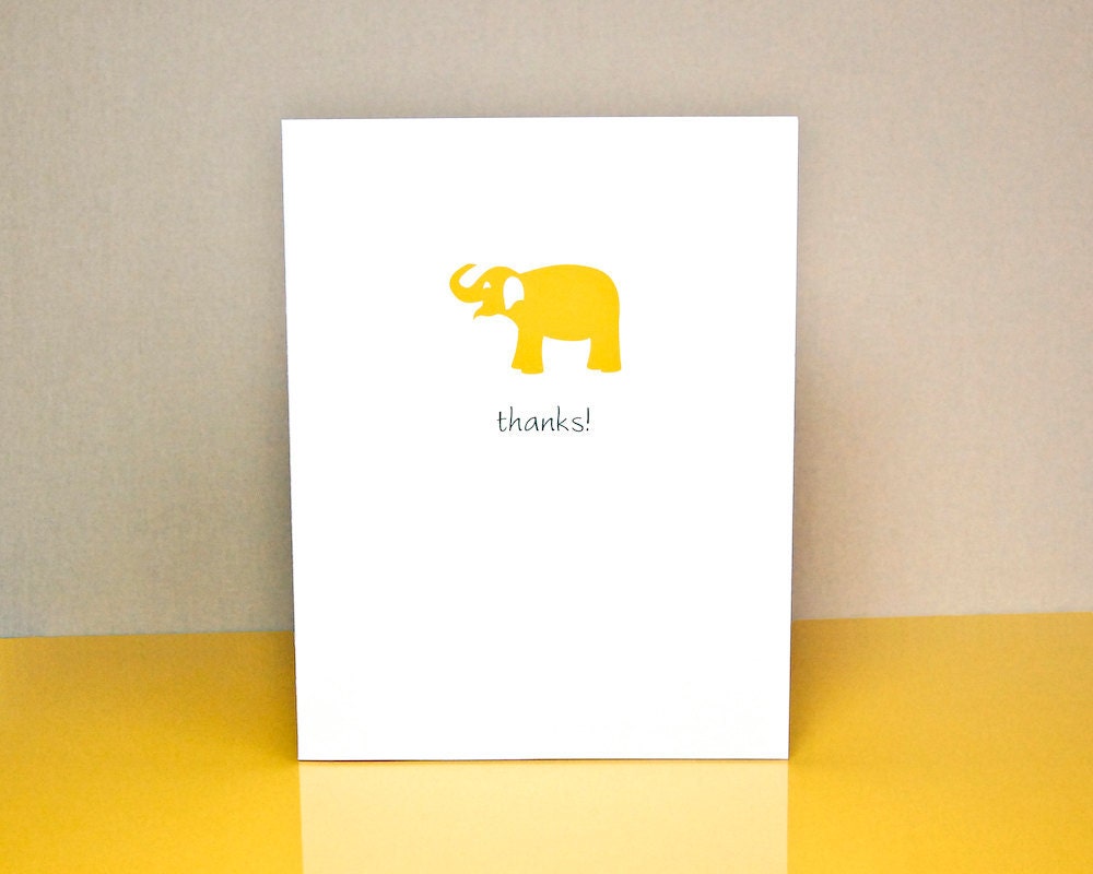Folded Customized Baby Thank You Note Cards with Elephant