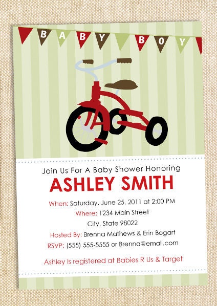 Tricycle Baby shower invitations - set of 12 Il_170x135