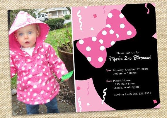 Minnie Mouse Invitation - you print digital file Il_570xn