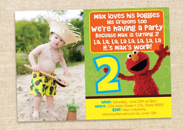 Elmo Birthday invitation - digital file Il_570xn