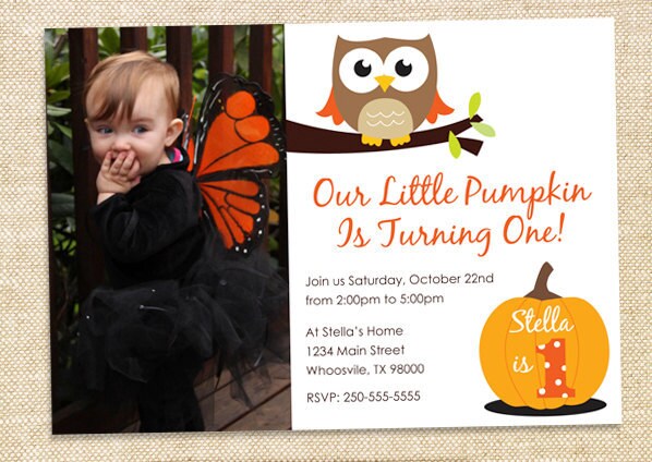 Pumpkin Birthday invitation digital file Il_570xn