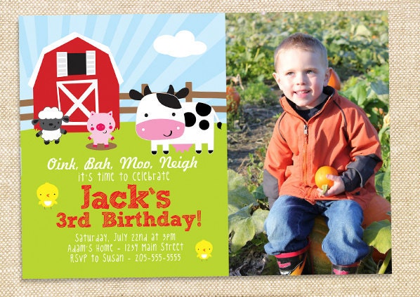 Barnyard Birthday Invitation - you print digital file Il_570xn