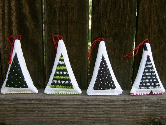 Set of 4 Balsam Fir Christmas Tree Ornaments