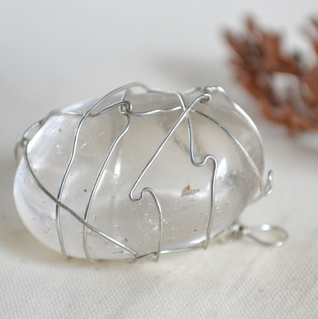 Quartz Crystal Pendant Clear Polished, Hand Wire Wrapped. Pendant Charm only Or have a custom hemp necklace made. Unique OOAK HHM