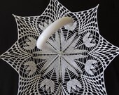 30" Shimmery White and Silver TULIP Flower Crochet UMBRELLA PARASOL- Made to Order