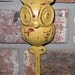 Cast Iron Owl Hook / Wall Hook / Refinished in Retro Mustard Yellow and Red /Metal wall hook /Bathroom hook / Fixture / Shabby Chic Decor