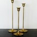 Set of Three Brass Candle Holders, Mid Century Style