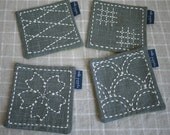 Sashiko Coasters, Set of 4