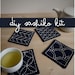 DIY Kit Sashiko Embroidery: Genki Coasters (Set of 4) w/ gray polka dot backing
