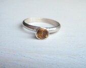 Golden Citrine Solitaire Stack Ring Size 6 1/2
