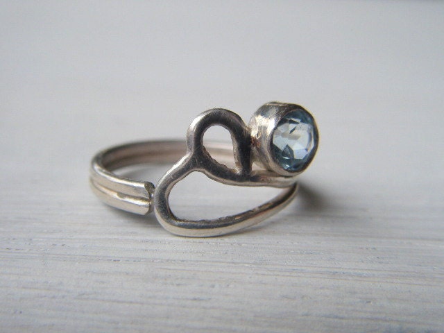 Blue Topaz and Silver Ring Size 6