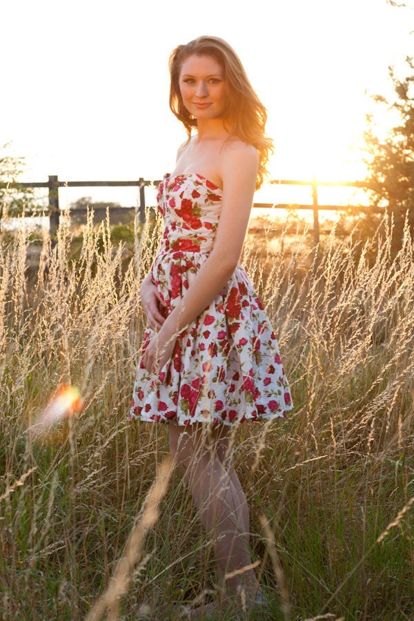The Hayley dress strapless cotton floral sweet heart 50s vintage inspired By Katherine Kerrison  bridesmaid