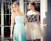 SALE Sweetheart chiffon Dress - Wedding, Evening,  Grecian gown UK Ethical Designer Mint aqua