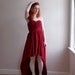Deep Red Sweetheart Short Front high low hem  Dress - Wedding, Evening, Grecian UK Ethical Designer mullet hem Ready to ship Free Shipping