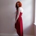 Deep Red Sweetheart Short Front high low hem  Dress - Wedding, Evening, Grecian UK Ethical Designer mullet hem Ready to ship Free Shipping