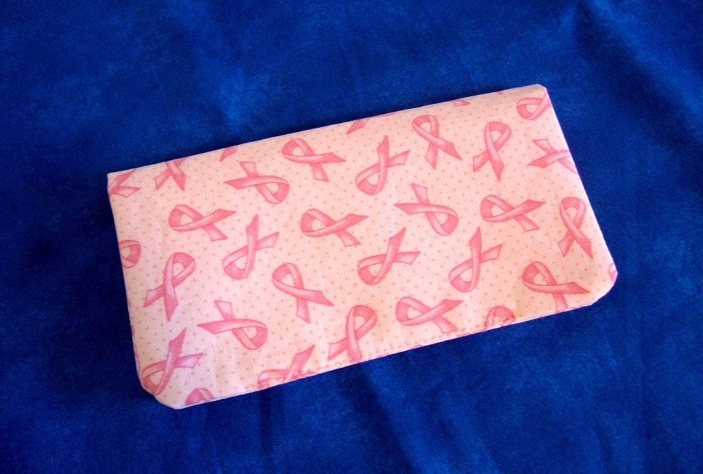 Fabric Checkbook Cover - Breast Cancer Awareness