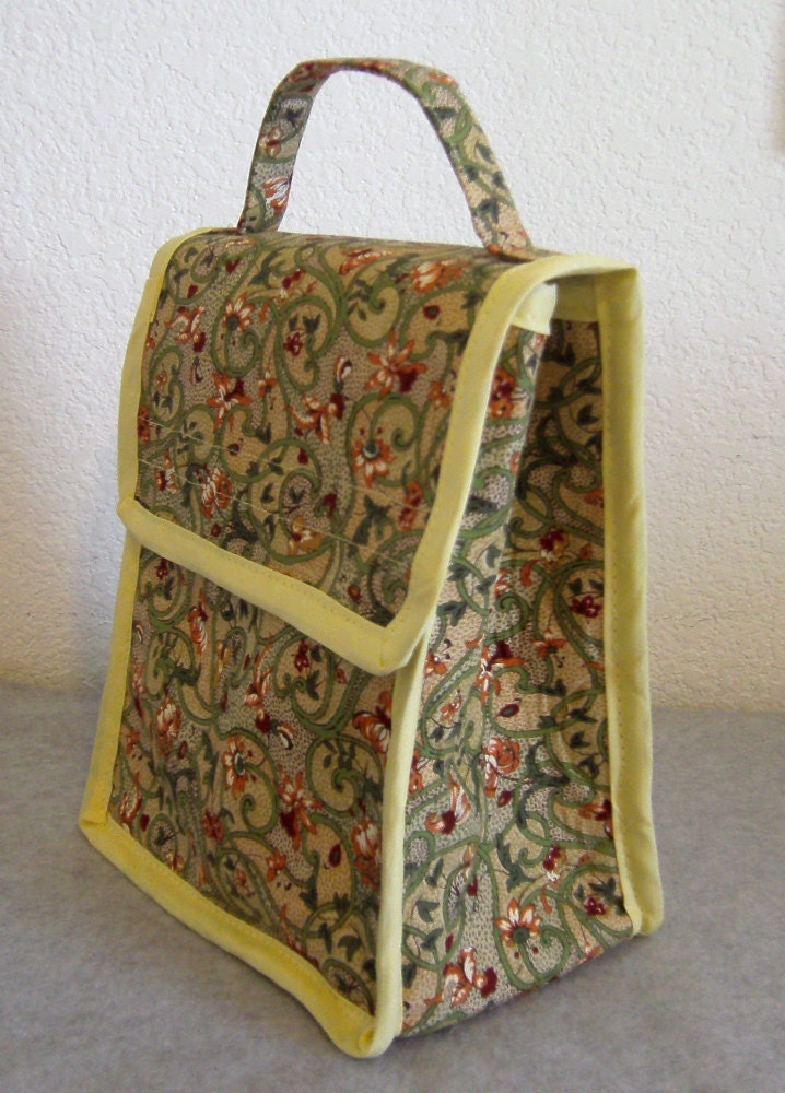 Insulated Lunch Bag - Green Floral