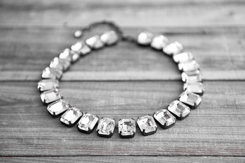 Vintage Chunky Rhinestone Necklace - FREE SHIPPING