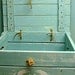 Crab Crate Side Table Treasure Chest Trunk in Turquoise - Ready to Ship
