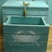 Crab Crate Side Table Treasure Chest Trunk in Turquoise - Ready to Ship