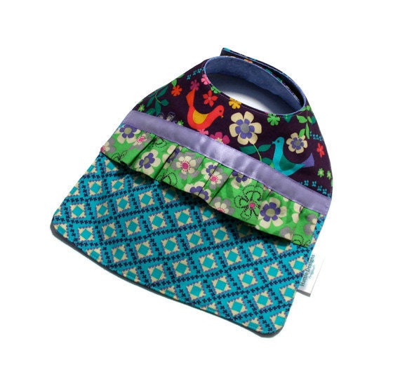 Boutique Baby Girl Bib in Colorful Cotton Flowers