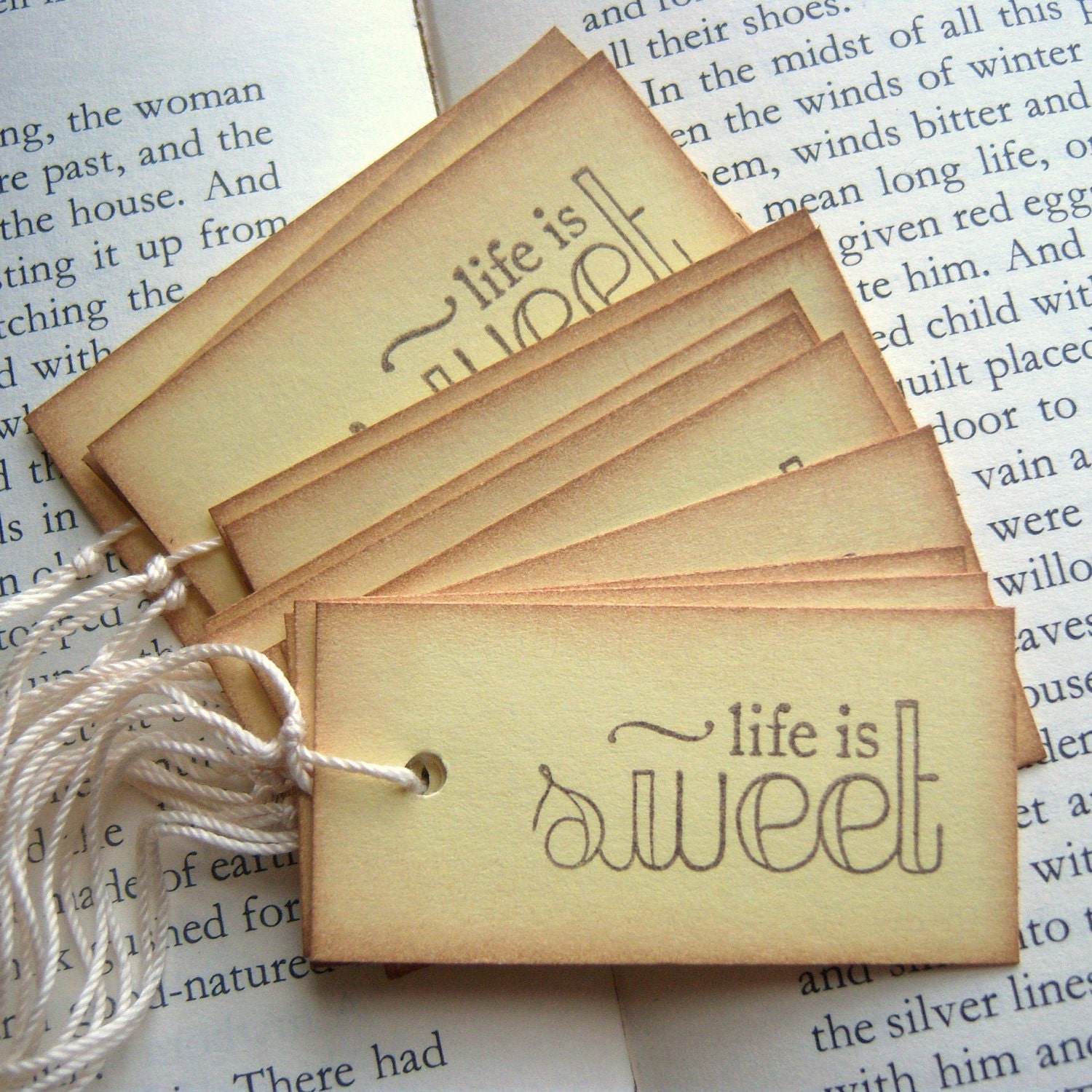 Life is SWEET Yellow and Vintage Inspired Hang Tags - SweetlyScrappedArt