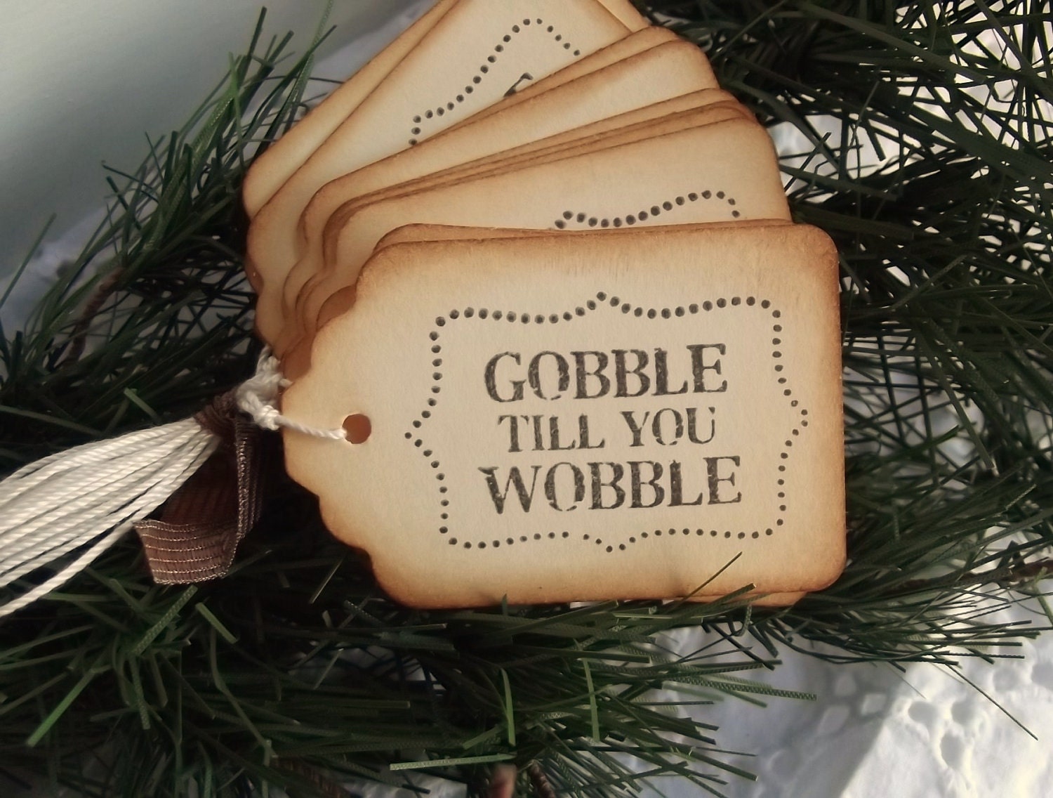 Gobble till you Wobble Tags - Thanksgiving Tags - SweetlyScrappedArt