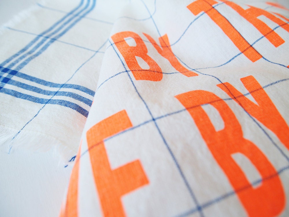 Tea Towel : Live by the sun Love by the moon -  Fluorescent Orange