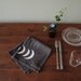 18 inch Hand-printed "Nights" Table Napkin, White and Grey on Washed Charcoal