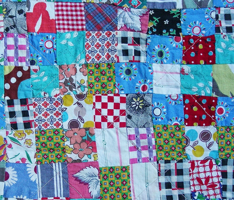 Cottage Chic - Vintage Patchwork Wall Hanging - Doll Quilt