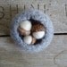Felted wool acorn nest with three acorns, for waldorf children or natural home decor
